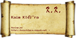 Kaim Klára névjegykártya